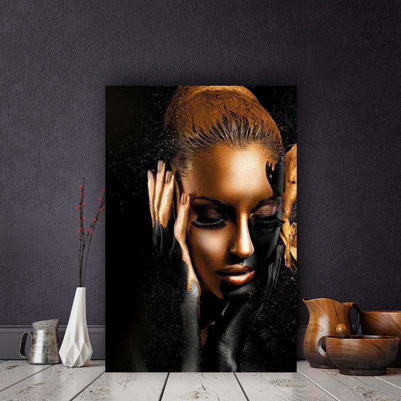 Black & Gold Nude African Woman Posters