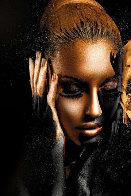Black & Gold Nude African Woman Posters