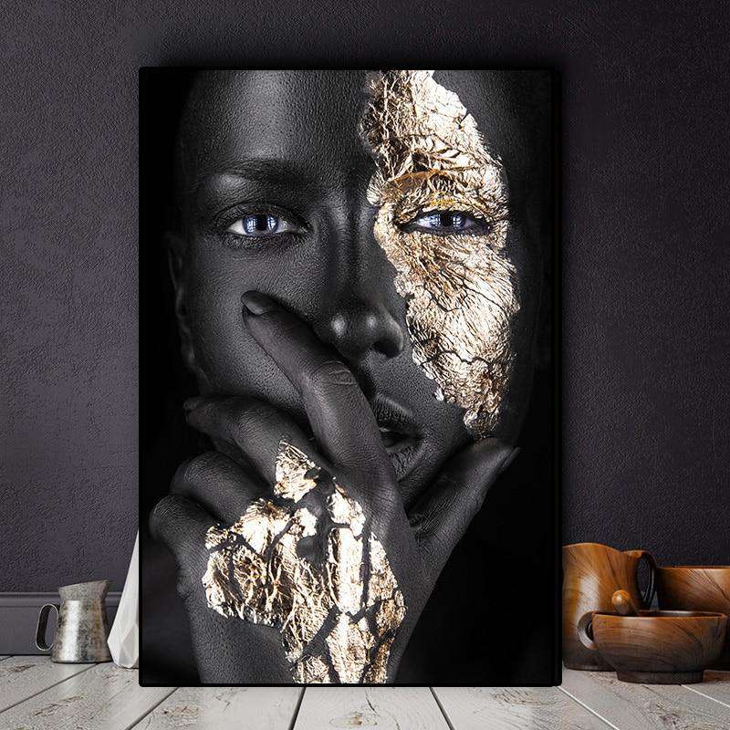 High Quality African Art Black and Gold Woman Posters