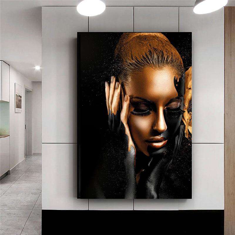 Black & Gold Nude African Woman Posters