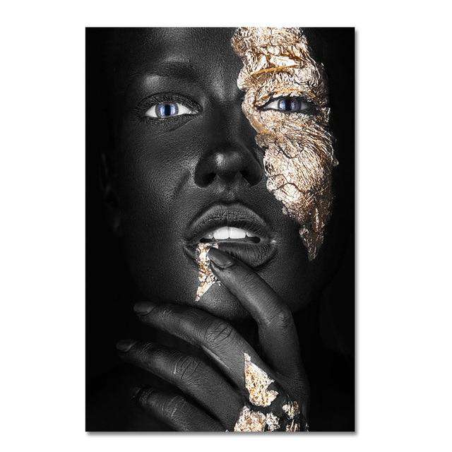 High Quality African Art Black and Gold Woman Posters