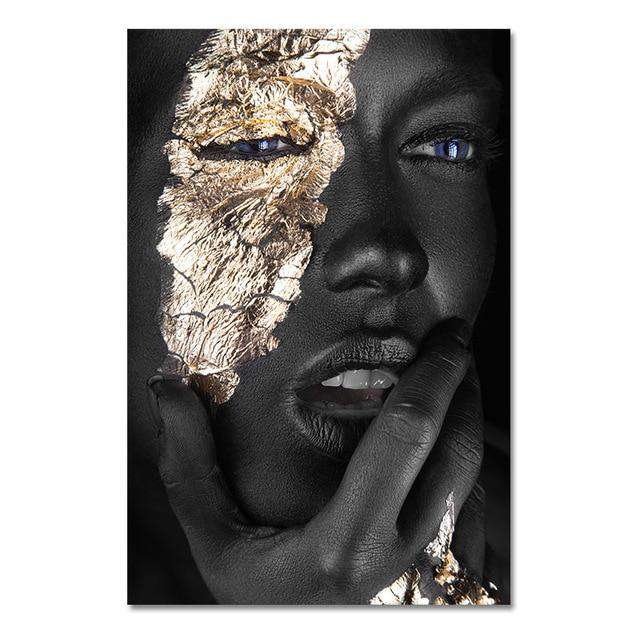 High Quality African Art Black and Gold Woman Posters