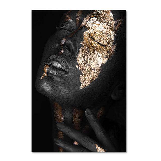 High Quality African Art Black and Gold Woman Posters